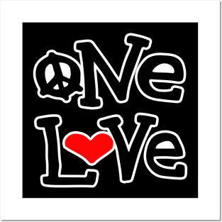 One Love Peace Heart Posters and Art